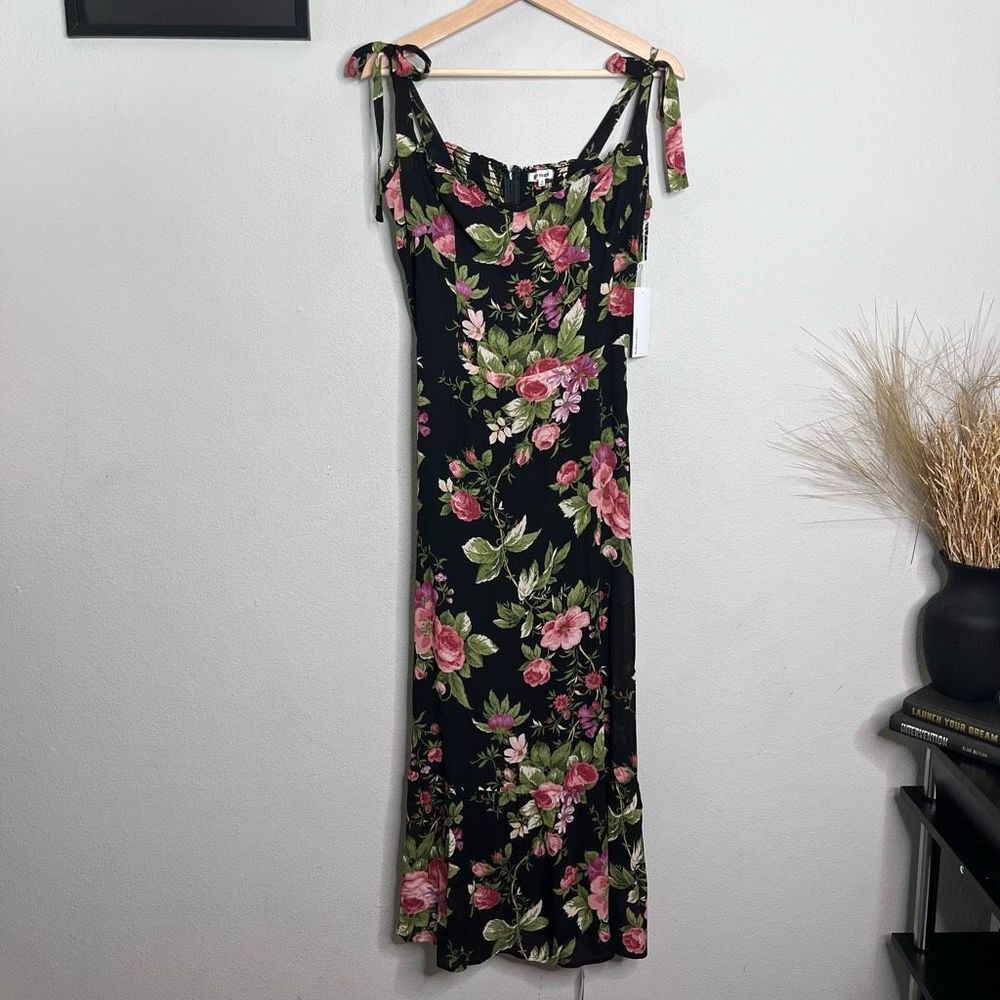 Reformation Black Floral Midi Dress - Picture 2 of 11